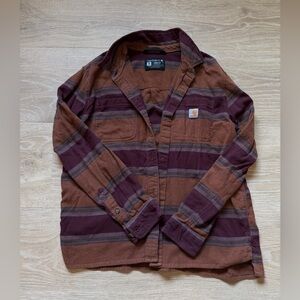 Carhartt Brown and Purple Striped Shirt